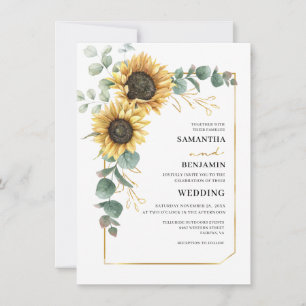 Invitación Boda de eucalipto de girasol moderno