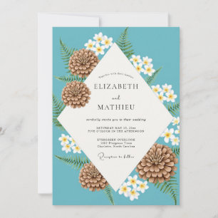 Invitación Boda de Eucalipto de Invierno con Piña de Pino Tea