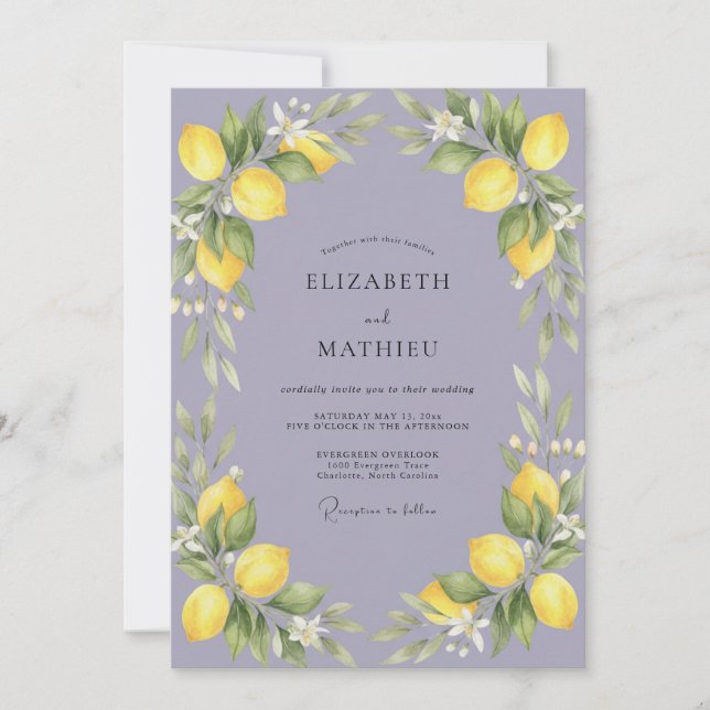 Invitación Boda de Eucalipto de Limón Vinca menor (Anverso)
