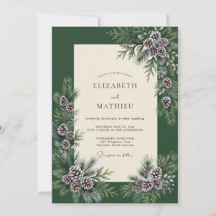 Invitación Boda de eucalipto de piña de invierno