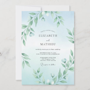 Invitación Boda de eucalipto de rama Aqua