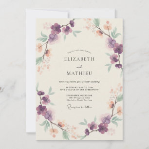 Invitación Boda de Eucalipto de Rama de Albaricoque Amatista