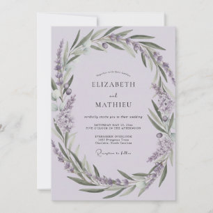 Invitación Boda de Eucalipto de Rama de Olivo Violeta