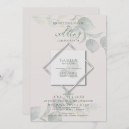 Invitación Boda de eucalipto de sabio plateado