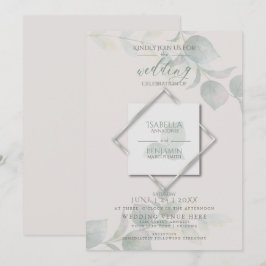 Invitación Boda de eucalipto de sabio plateado