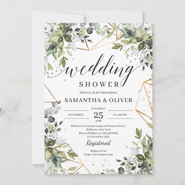 Invitación Boda de eucalipto de vegetación boho moderno (Anverso)