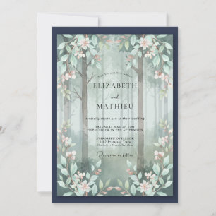 Invitación Boda de eucalipto en bosque brumoso