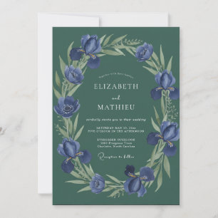 Invitación Boda de eucalipto en bosque de iris índigo