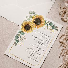Invitación Boda de Eucalipto floral de girasol