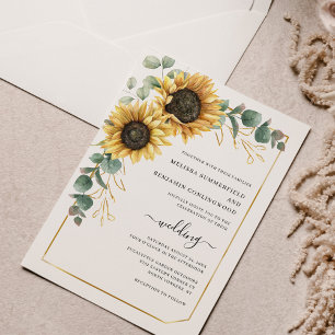 Invitación Boda de Eucalipto floral de girasol