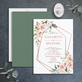 Invitación Boda de Eucalipto Floral Rosa de Cobre