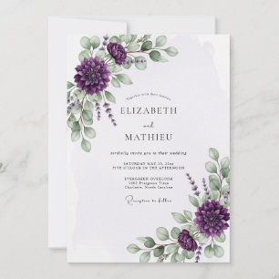 Invitación Boda de Eucalipto Floreciente Púrpura