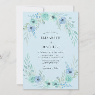 Invitación Boda de Eucalipto Follaje Aqua Azure
