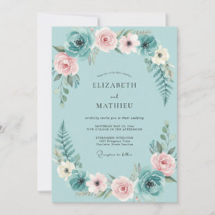 Invitación Boda de eucalipto follaje Aqua Blush