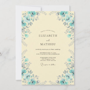 Invitación Boda de Eucalipto Follaje Aqua Crema