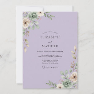 Invitación Boda de Eucalipto Follaje Champán Amatista