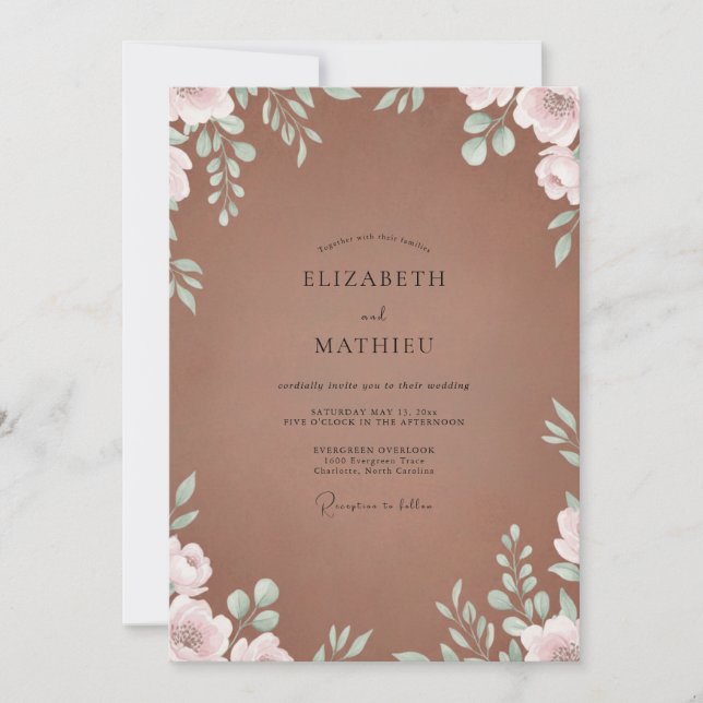 Invitación Boda de Eucalipto Follaje de Menta de Arcilla (Anverso)