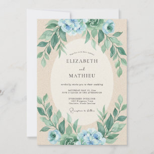 Invitación Boda de Eucalipto Follaje Espuma de Mar Centaurea
