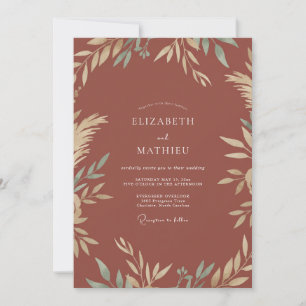 Invitación Boda de Eucalipto Follaje Laurel Terracota