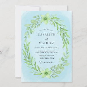Invitación Boda de eucalipto follaje lima cielo