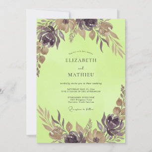 Invitación Boda de eucalipto follaje malva pistacho