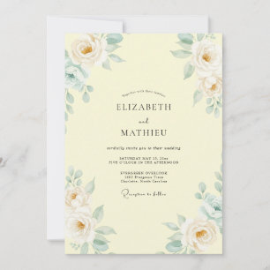 Invitación Boda de Eucalipto Follaje Melocotón Mantequilla