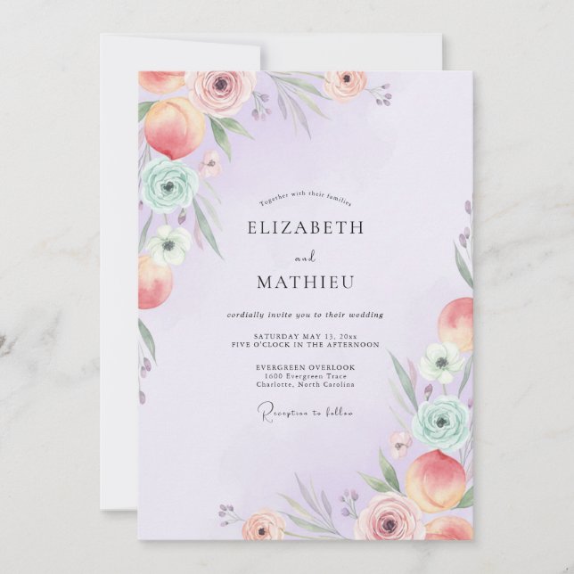Invitación Boda de Eucalipto Follaje Pastel Periwinkle (Anverso)