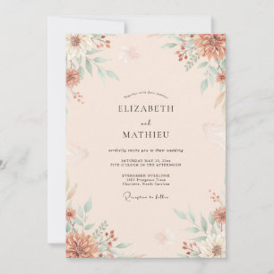 Invitación Boda de Eucalipto Follaje Terracota Melocotón