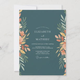Invitación Boda de Eucalipto Follaje Terracota Petrol
