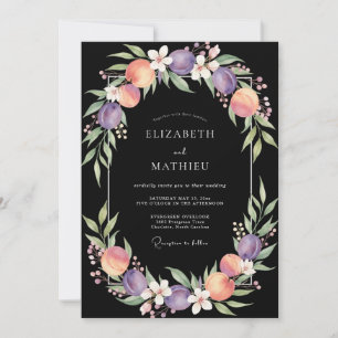 Invitación Boda de Eucalipto Fruta Morada Negra