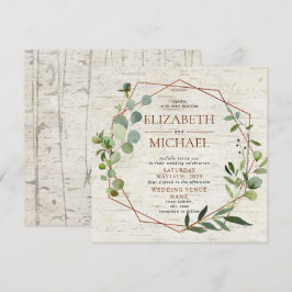 Invitación Boda de eucalipto geométrico de cobre ruso cuadrad