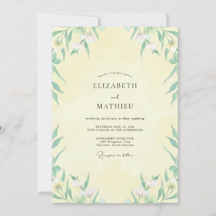 Invitación Boda de Eucalipto Gris con Follaje Amarillo Manteq