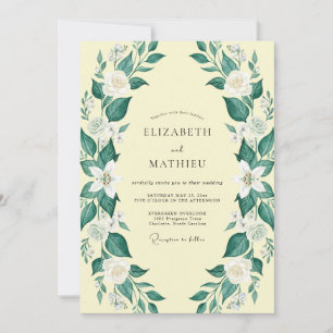 Invitación Boda de Eucalipto Gris con Follaje Amarillo Pálido