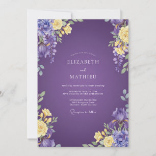 Invitación Boda de Eucalipto Gris con Follaje Amarillo y Amat