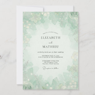 Invitación Boda de eucalipto gris follaje menta espuma de mar