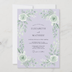 Invitación Boda de Eucalipto Gris Follaje Menta Lila