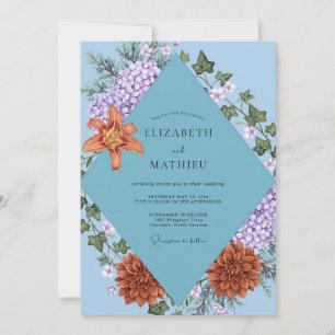 Invitación Boda de Eucalipto Hiedra Lila Periwinkle