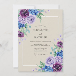 Invitación Boda de Eucalipto Hortensia Periwinkle Amatista