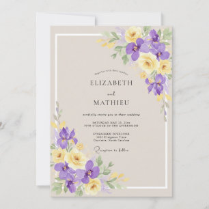Invitación Boda de Eucalipto Iris Amarillo Taupe
