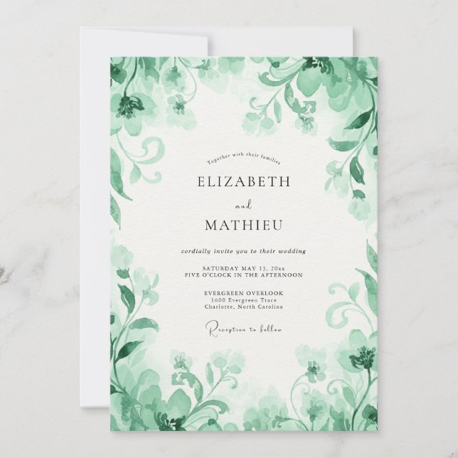 Invitación Boda de eucalipto jade (Anverso)