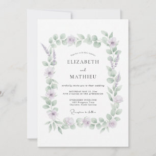 Invitación Boda de eucalipto lavanda atenuada