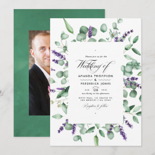 Invitación Boda de eucalipto lavanda verde