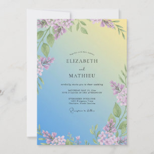 Invitación Boda de Eucalipto Lila Amarillo Suave