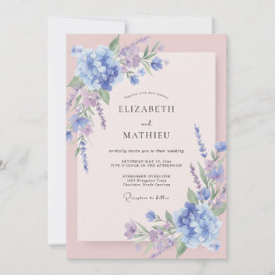 Invitación Boda de Eucalipto Lila Hortensia Vinca