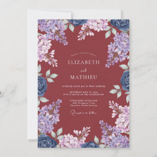 Invitación Boda de Eucalipto Lila Púrpura Oxidada