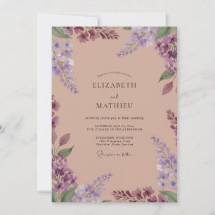 Invitación Boda de Eucalipto Lila Púrpura Suave Pradera