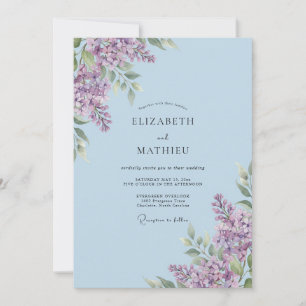 Invitación Boda de Eucalipto Lila Violeta Pálido