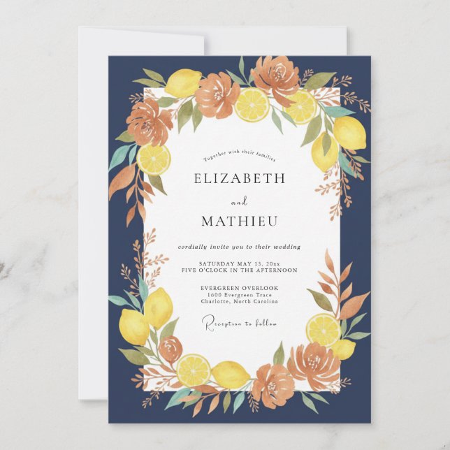 Invitación Boda de Eucalipto Limón Terracota (Anverso)