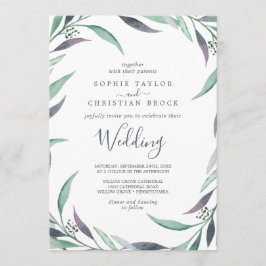 Invitación Boda de eucalipto morado y verde