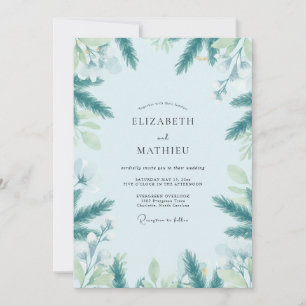 Invitación Boda de eucalipto perenne azul hielo